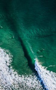 Preview wallpaper wave, surfers, aerial view, water, ocean