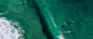 Preview wallpaper wave, surfers, aerial view, water, ocean