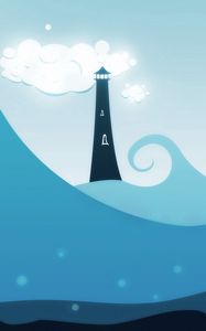Preview wallpaper wave, tower, cloud, blue, vector