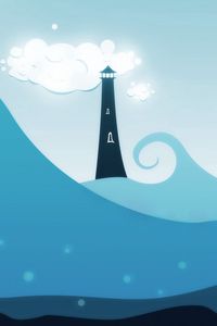 Preview wallpaper wave, tower, cloud, blue, vector