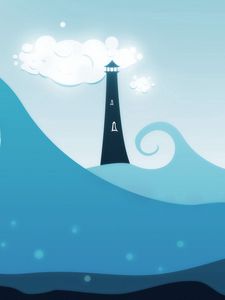 Preview wallpaper wave, tower, cloud, blue, vector