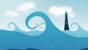 Preview wallpaper wave, tower, cloud, blue, vector