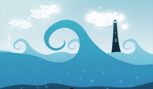 Preview wallpaper wave, tower, cloud, blue, vector