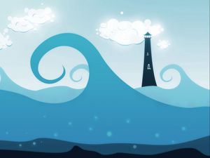 Preview wallpaper wave, tower, cloud, blue, vector