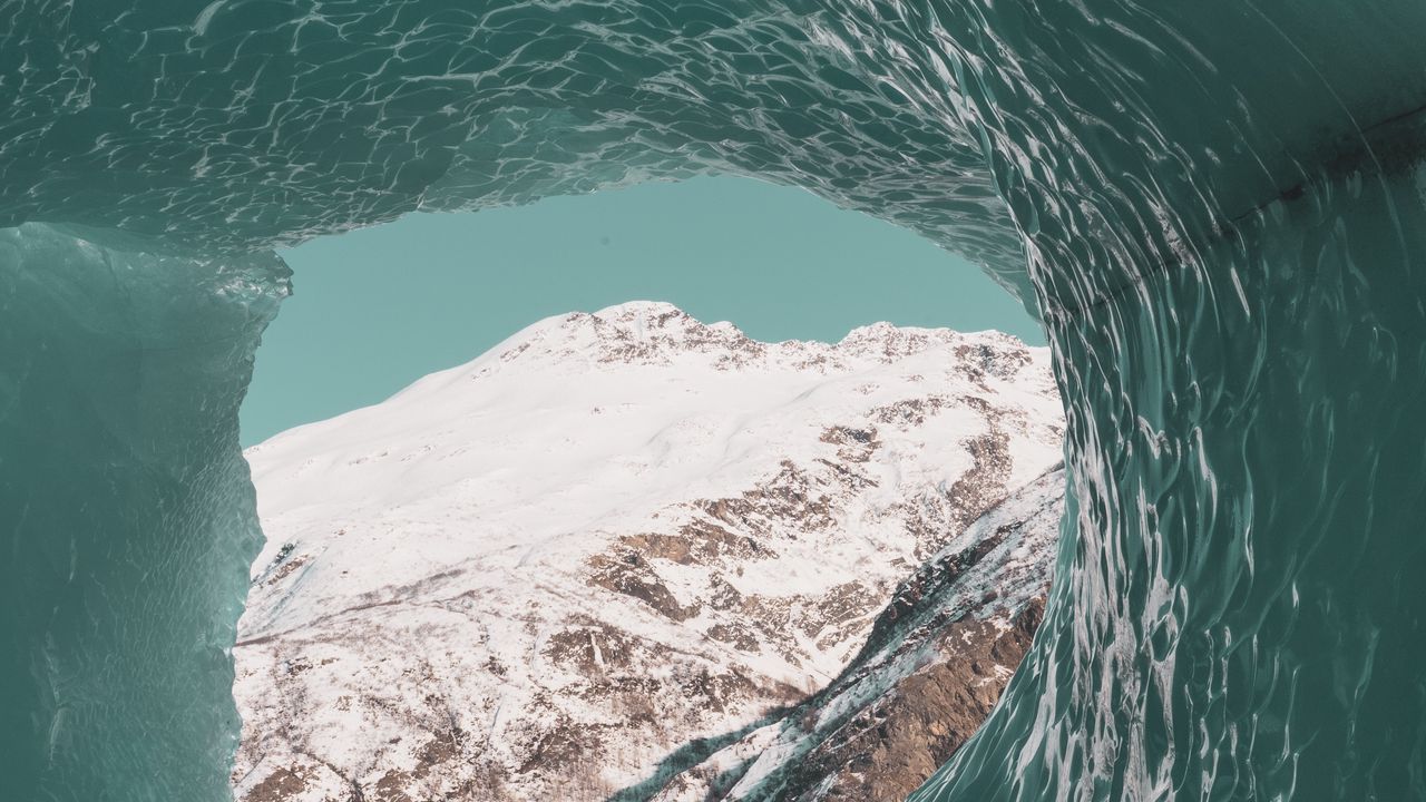 Wallpaper wave, water, mountain, peak, snowy