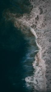 Preview wallpaper waves, aerial view, sea, foam