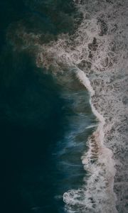 Preview wallpaper waves, aerial view, sea, foam