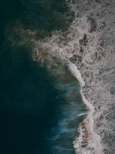 Preview wallpaper waves, aerial view, sea, foam