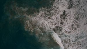 Preview wallpaper waves, aerial view, sea, foam