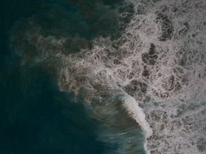 Preview wallpaper waves, aerial view, sea, foam