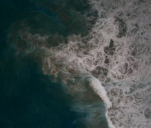 Preview wallpaper waves, aerial view, sea, foam