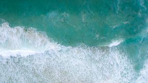 Preview wallpaper waves, aerial view, sea, coast