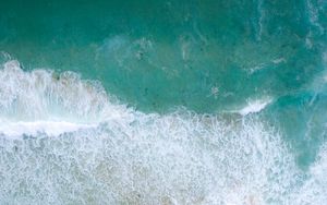 Preview wallpaper waves, aerial view, sea, coast