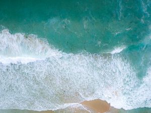 Preview wallpaper waves, aerial view, sea, coast