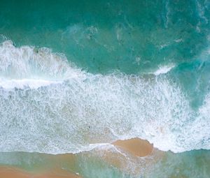Preview wallpaper waves, aerial view, sea, coast