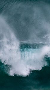 Preview wallpaper waves, aerial view, sea, foam, water