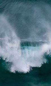 Preview wallpaper waves, aerial view, sea, foam, water