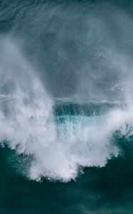Preview wallpaper waves, aerial view, sea, foam, water