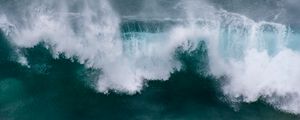 Preview wallpaper waves, aerial view, sea, foam, water