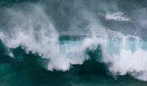Preview wallpaper waves, aerial view, sea, foam, water