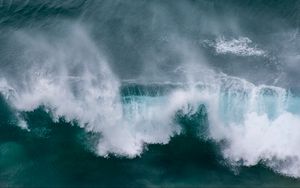 Preview wallpaper waves, aerial view, sea, foam, water