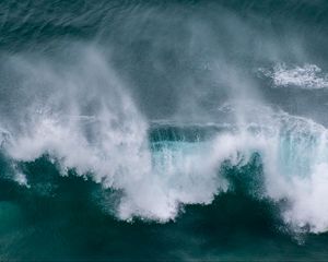 Preview wallpaper waves, aerial view, sea, foam, water