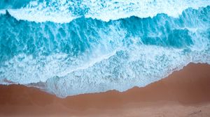 Preview wallpaper waves, beach, aerial view, water, sand