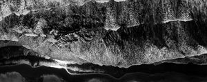 Preview wallpaper waves, bw, sea, aerial view