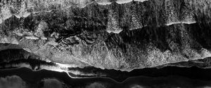 Preview wallpaper waves, bw, sea, aerial view