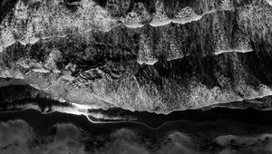 Preview wallpaper waves, bw, sea, aerial view