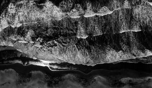 Preview wallpaper waves, bw, sea, aerial view