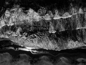 Preview wallpaper waves, bw, sea, aerial view