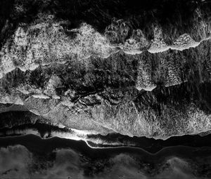 Preview wallpaper waves, bw, sea, aerial view