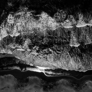 Preview wallpaper waves, bw, sea, aerial view