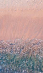 Preview wallpaper waves, coast, sea, sand, aerial view