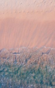 Preview wallpaper waves, coast, sea, sand, aerial view