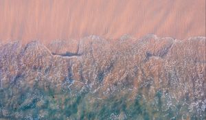 Preview wallpaper waves, coast, sea, sand, aerial view