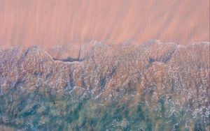 Preview wallpaper waves, coast, sea, sand, aerial view