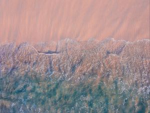 Preview wallpaper waves, coast, sea, sand, aerial view