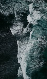 Preview wallpaper waves, foam, aerial view, storm