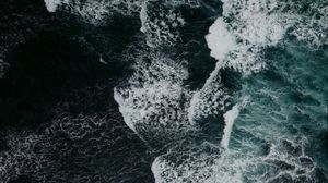 Preview wallpaper waves, foam, aerial view, storm