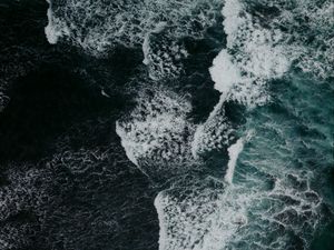 Preview wallpaper waves, foam, aerial view, storm