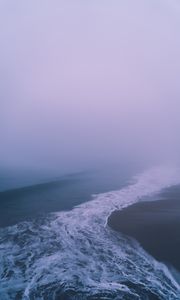 Preview wallpaper waves, foam, fog, shore, coast