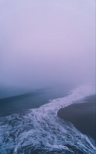 Preview wallpaper waves, foam, fog, shore, coast