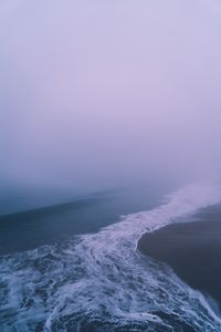 Preview wallpaper waves, foam, fog, shore, coast