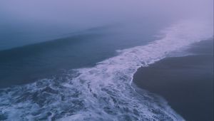 Preview wallpaper waves, foam, fog, shore, coast