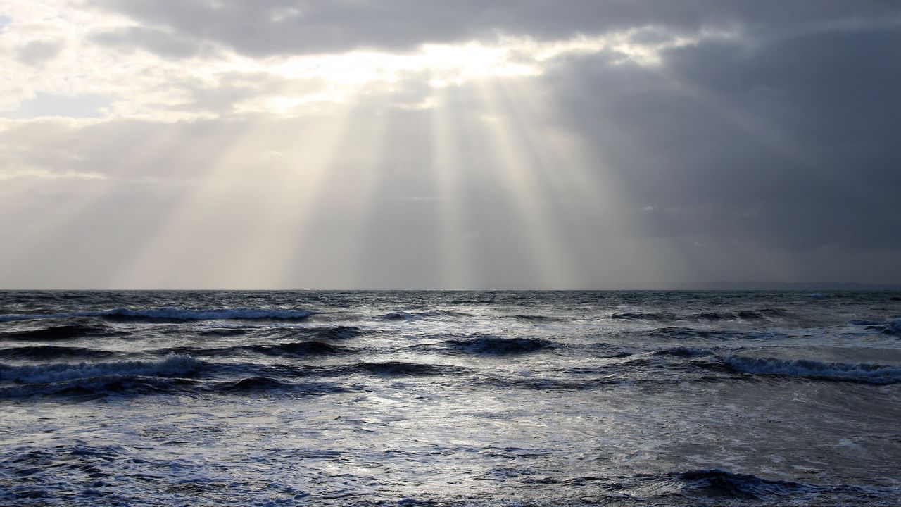 Wallpaper waves, glow, sky, sea