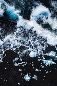 Preview wallpaper waves, ice, beach, aerial view