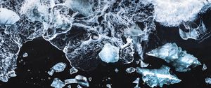 Preview wallpaper waves, ice, beach, aerial view