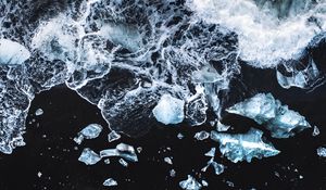 Preview wallpaper waves, ice, beach, aerial view